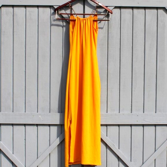 Beautiful Handmade Yellow Maxi Dress โ One Size โ Braided Strap Detail - Picture 2 of 8